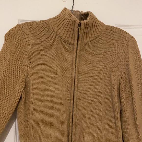 Chaps Brown Buckle Pocket Zip-Up Sweater Size PS - Picture 5 of 12